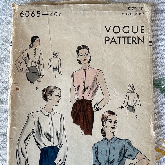 Vintage Vogue Pattern, 6065, size 18, 36 bust, 39 hip ca 1940's or 1950's - Picture 2 of 6